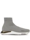 Ferragamo Logo-print Sock Sneakers In Grey