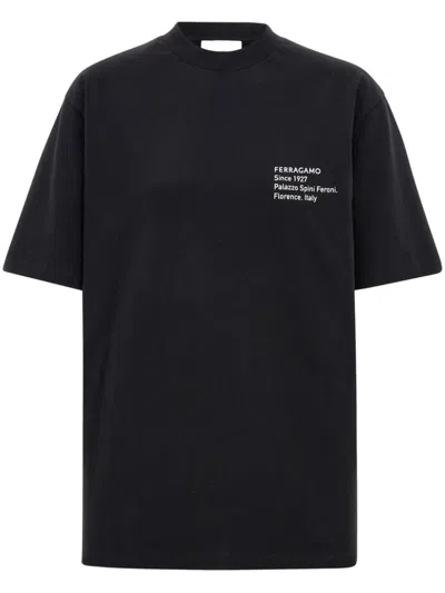 Ferragamo Surrealist Printed Crewneck T-shirt In Black