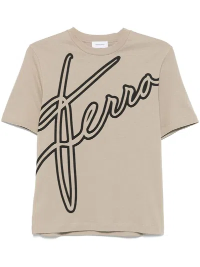 Ferragamo Logo-print T-shirt In Neutrals