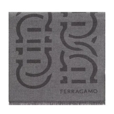 FERRAGAMO FERRAGAMO LOGO PRINT WOOL SCARF
