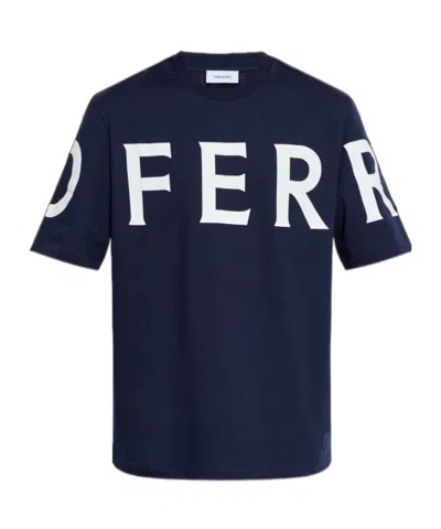 Ferragamo Logo Printed Crewneck T-shirt In Black