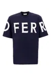 Ferragamo Short Sleeved T-shirt With Graphic Logo In Blue