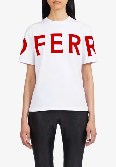 Ferragamo Logo-printed Crewneck T-shirt In White
