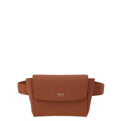 Ferragamo Logo-printed Foldover-top Belt Bag In Brown