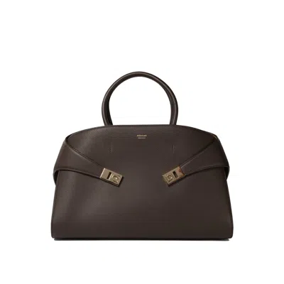 Ferragamo Logo Printed Handbag In Brown