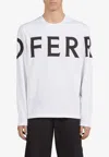 Ferragamo Logo-printed Long-sleeved T-shirt In White