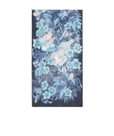 Ferragamo Logo Printed Scarf In Blue