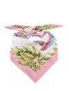 Ferragamo Square Shape Silk Foulard With Lion Print In Pink