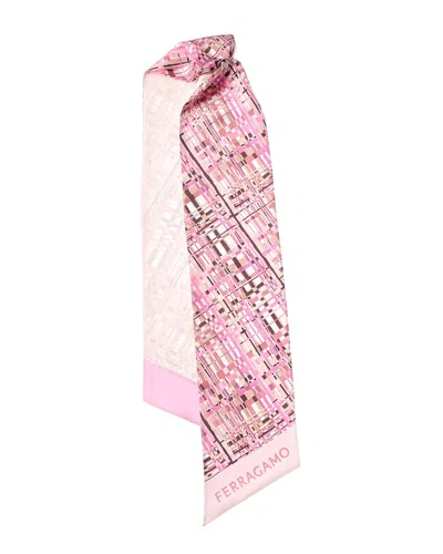 Ferragamo Logo Printed Silk Scarf In Multi
