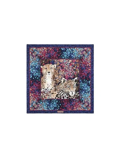 Ferragamo Logo Printed Silk Scarf In Blue