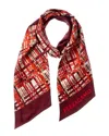 Ferragamo Logo Printed Silk Scarf In Brown