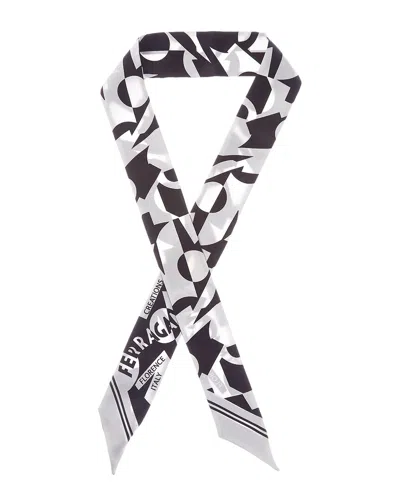 Ferragamo Logo Printed Silk Scarf In Multi
