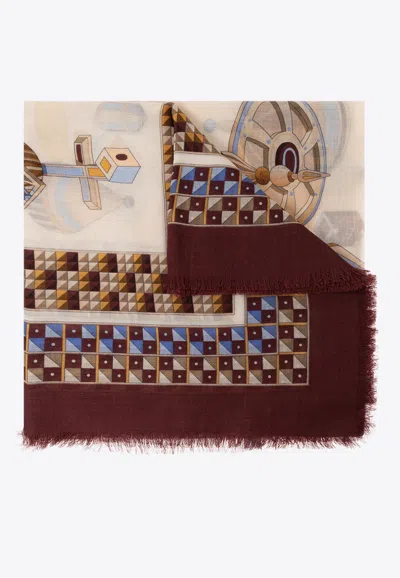 Ferragamo Logo-printed Silk Scarf In Multicolor