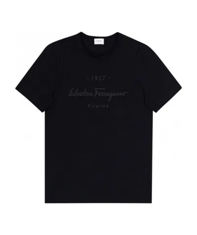 Ferragamo Logo Printed T-shirt In Black