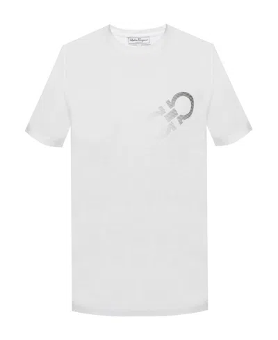 Ferragamo Logo Printed T-shirt In White