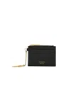 Ferragamo Hot Stamp Zip Leather Card Holder In Black