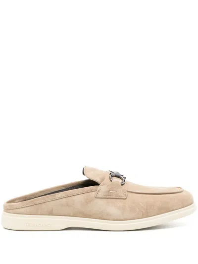 Ferragamo Logo Sandals In Neutrals