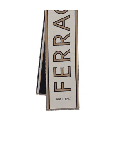 Ferragamo Logo Scarf In Gray