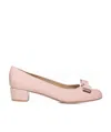 Ferragamo Logo Shoes With Low Heels In Pink