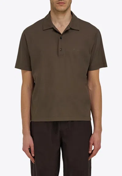 Ferragamo Logo Short-sleeved Polo T-shirt In Brown