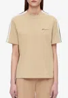 Ferragamo Logo-embroidered Cotton T-shirt In Beige