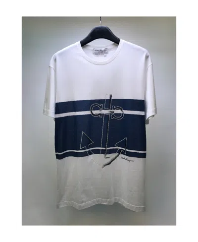 Ferragamo Logo Short Sleeved T-shirt In Gray