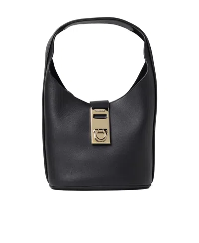 Ferragamo Logo Shoulder Bag In Black