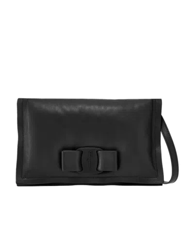 Ferragamo Logo Shoulder Bag In Black