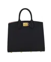 Ferragamo Studio Box Leather Shoulder Bag In Black