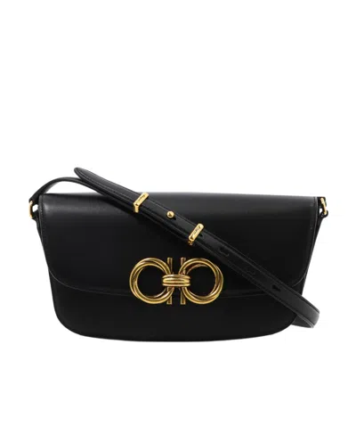 Ferragamo Logo Shoulder Bag In Black