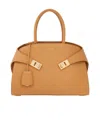 Ferragamo Small Leather Tote Bag In Nude