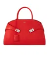 Ferragamo Hug Small Leather Top Handle Bag In Red