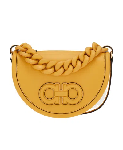 Ferragamo Logo Shoulder Bag In Yellow