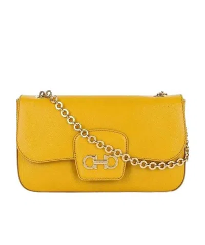 Ferragamo Logo Shoulder Bag In Yellow