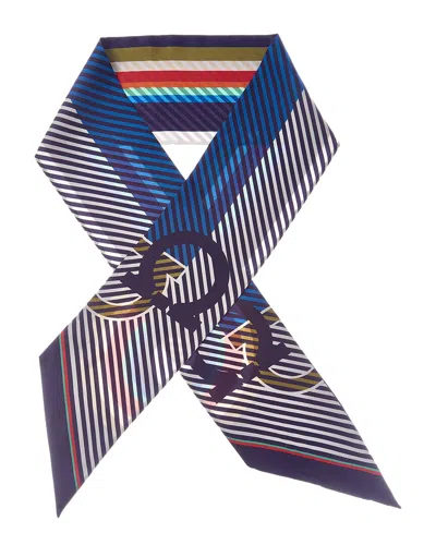 Ferragamo Logo Silk Scarf In Gray