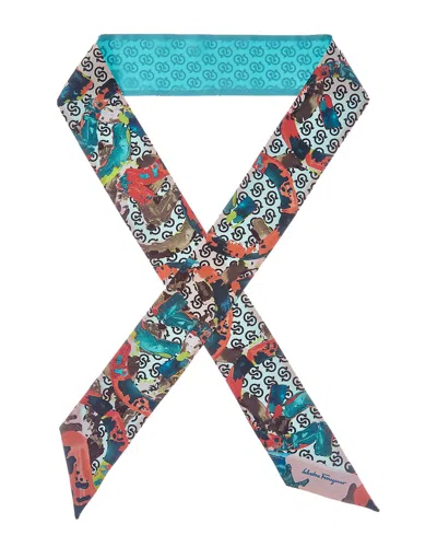 Ferragamo Logo Silk Scarf In Pink