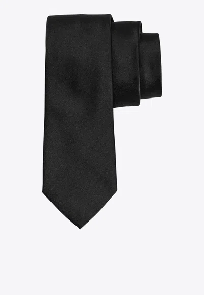 Ferragamo Logo Silk Tie In Black