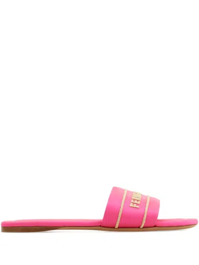 Ferragamo Logo Slides In Pink