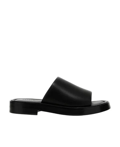 Ferragamo Logo Slippers In Black