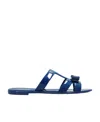 Ferragamo Logo Slippers In Blue