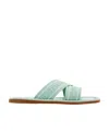 Ferragamo Laurene Logo Cotton Flat Sandals In Green