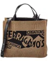 Ferragamo Small Logo-embroidered Tote Bag In Brown