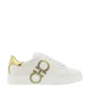 Ferragamo Number Leather Low-top Sneakers In White