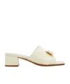 Ferragamo Logo Square Toe Heel Sandals In Nude