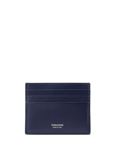 Ferragamo Logo-stamp Card Holder In Blue