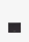 Ferragamo Logo Stamp Compact Wallet In Calf Leather In Black