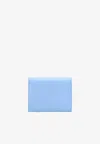 Ferragamo Logo Stamp Compact Wallet In Calf Leather In Sky Blue