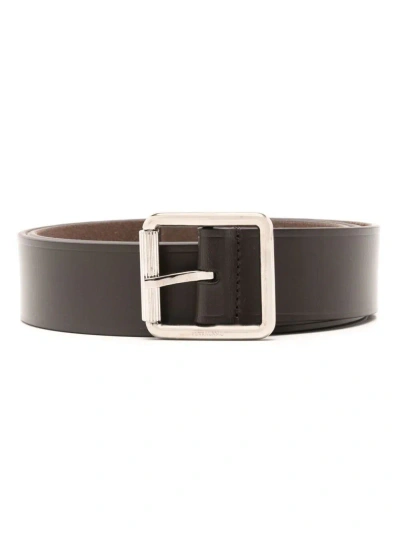 Ferragamo Logo-stamp Leather Belt In Brown