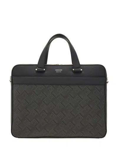 FERRAGAMO LOGO-STAMP LEATHER BRIEFCASE