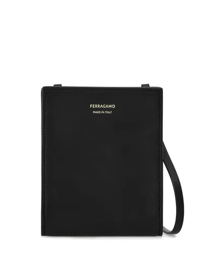 Ferragamo Logo-stamp Leather Cardholder In Black